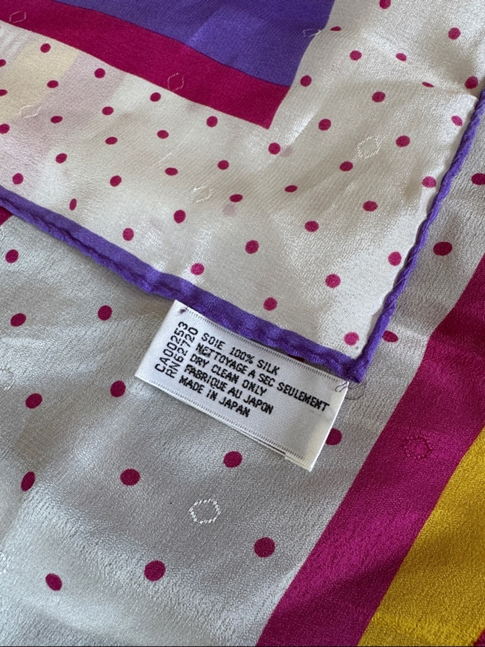 Adrienne Vittadini vintage polk a dot striped silk scarf Deadstock - Picture 5 of 6
